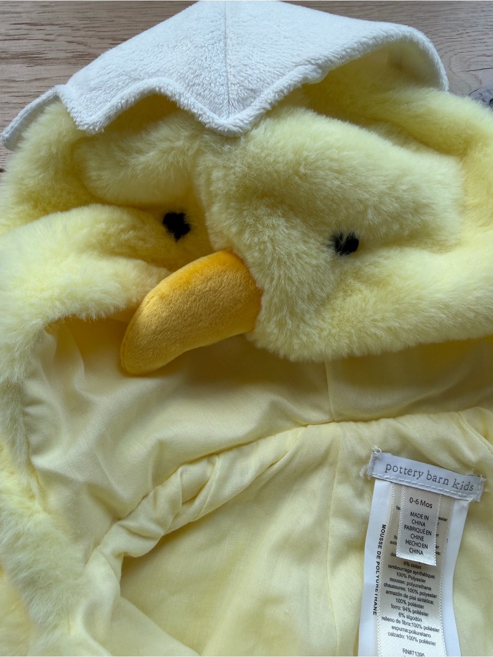 Pottery Barn Kids Baby Chick Costume 0–6 Months Plush - Picture 4 of 5